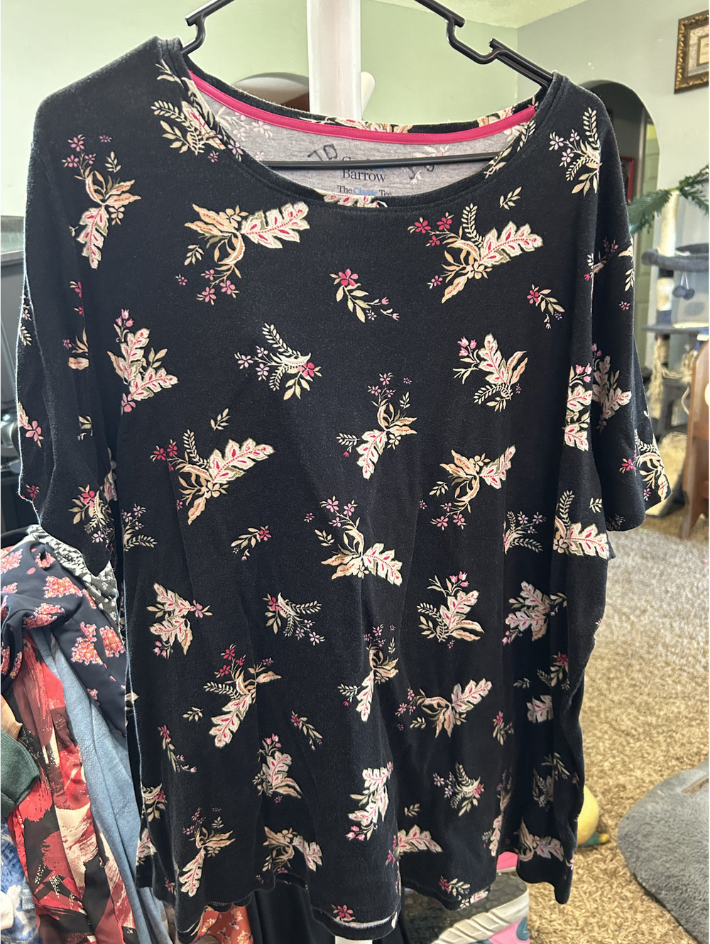 Croft & Barrow Women's Plus 3X Classic Floral Tee Black